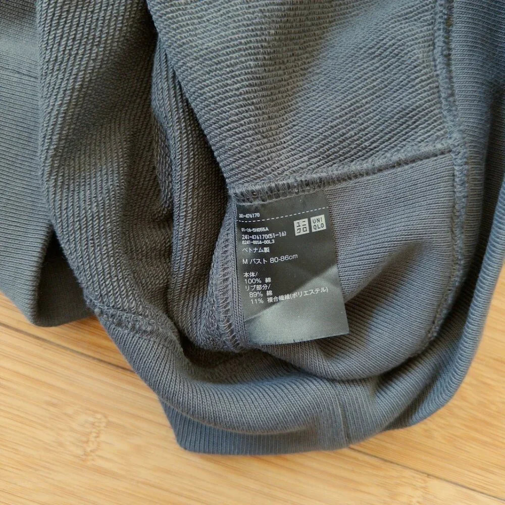 Uniqlo JW Anderson Boxy Sweatshirt Dark Gray Cotton Logo Crew Neck size S M - Picture 6 of 7